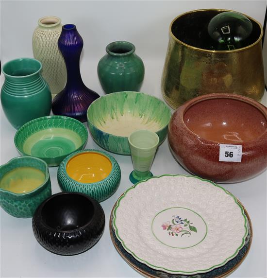Mostly Bretby pottery, 2 floats etc